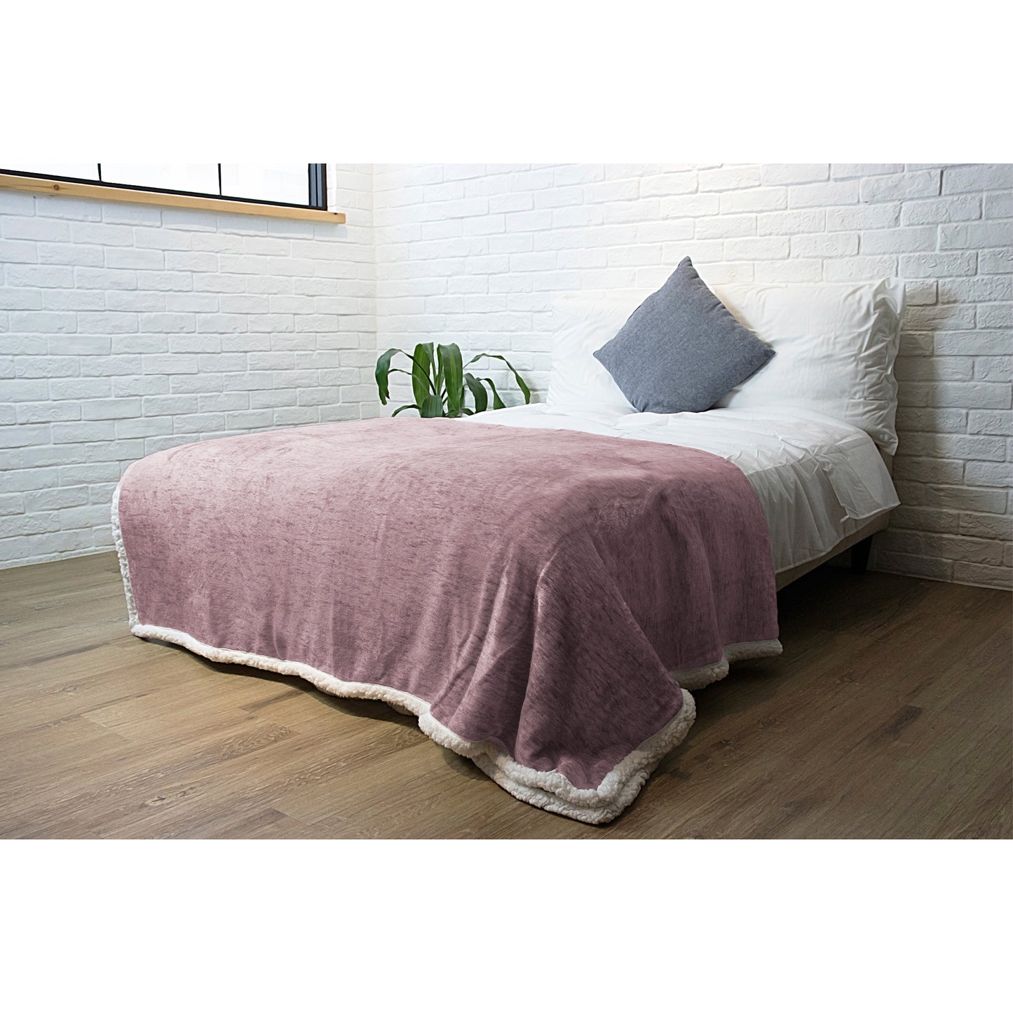 Melange Sherpa Fleece Throw Blanket