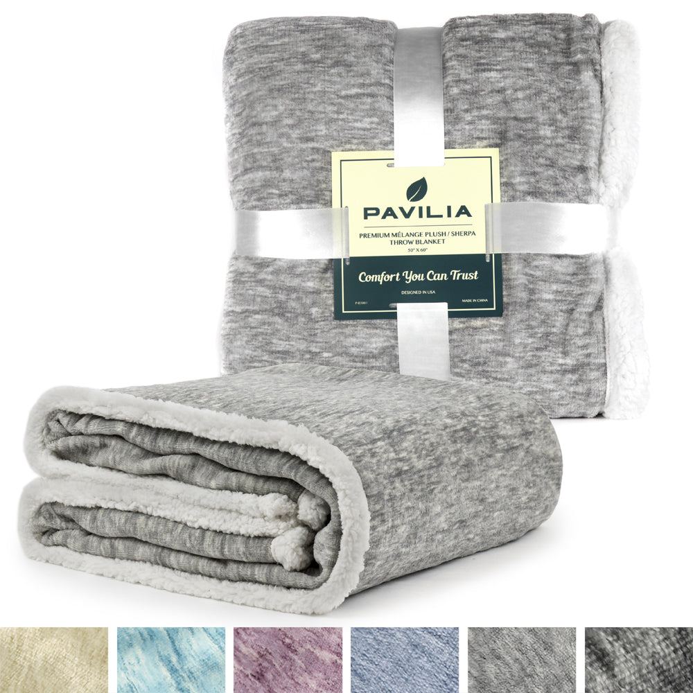 Melange Sherpa Fleece Throw Blanket