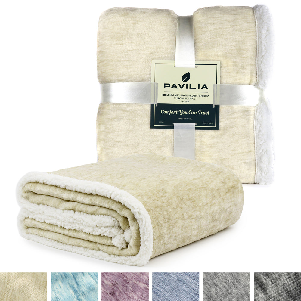 Melange Sherpa Fleece Throw Blanket