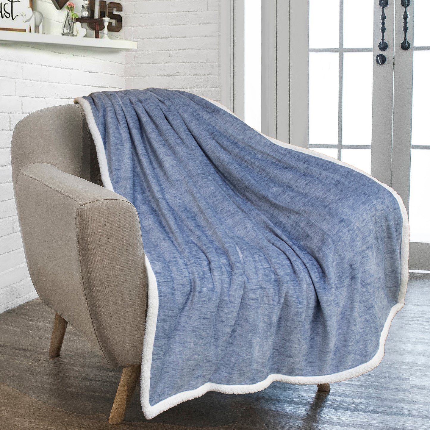 Melange Sherpa Fleece Throw Blanket