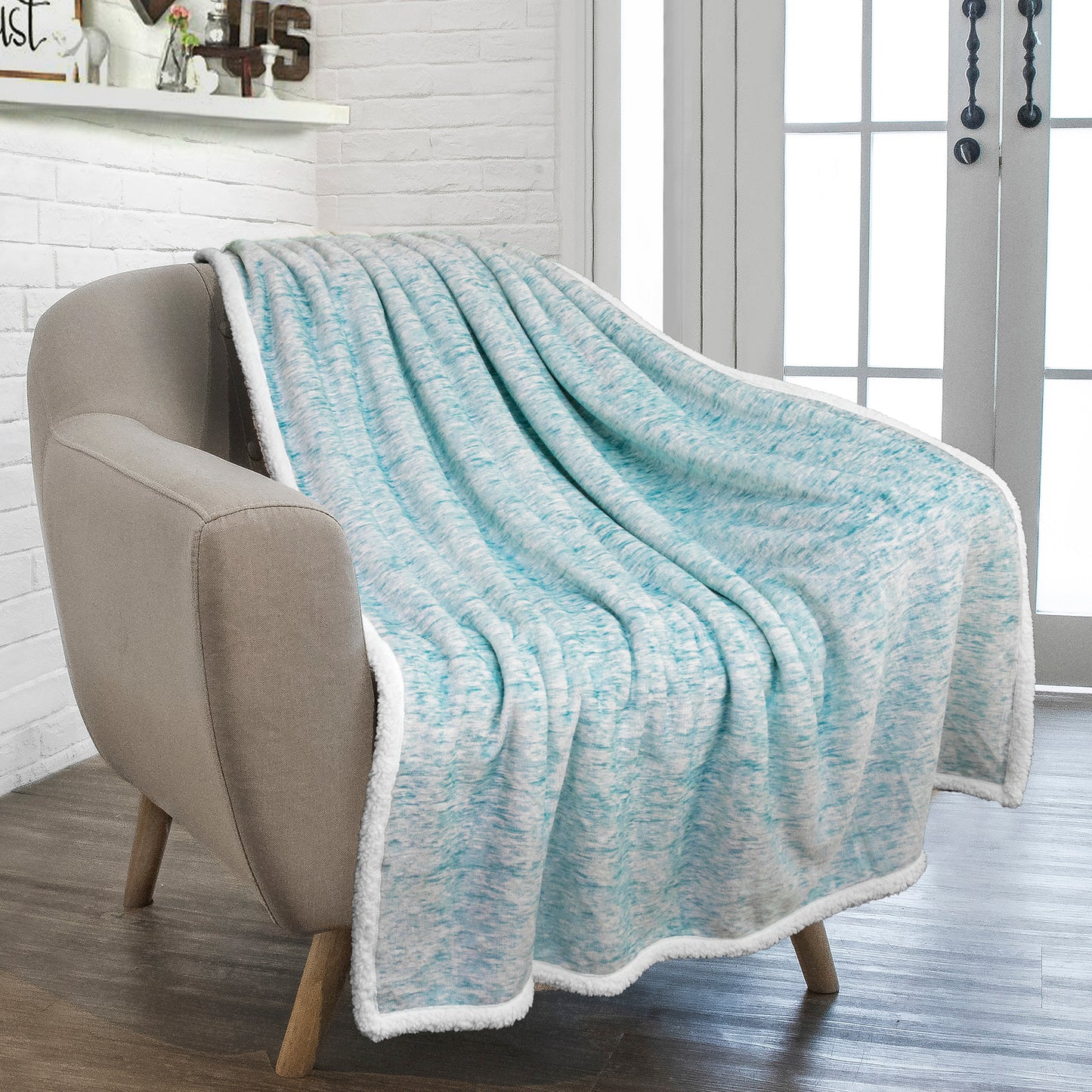 Melange Sherpa Fleece Throw Blanket