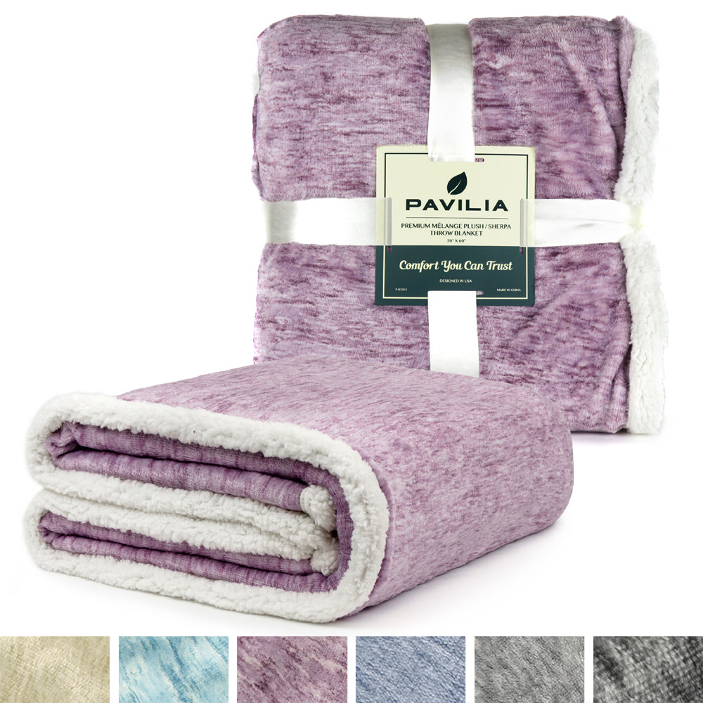 Melange Sherpa Fleece Throw Blanket
