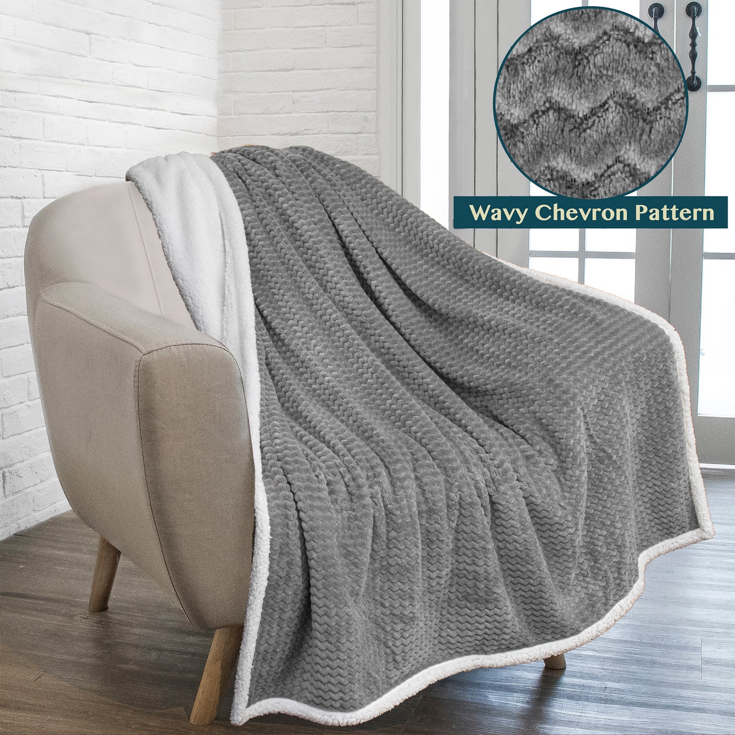 Chevron Sherpa Throw Blanket