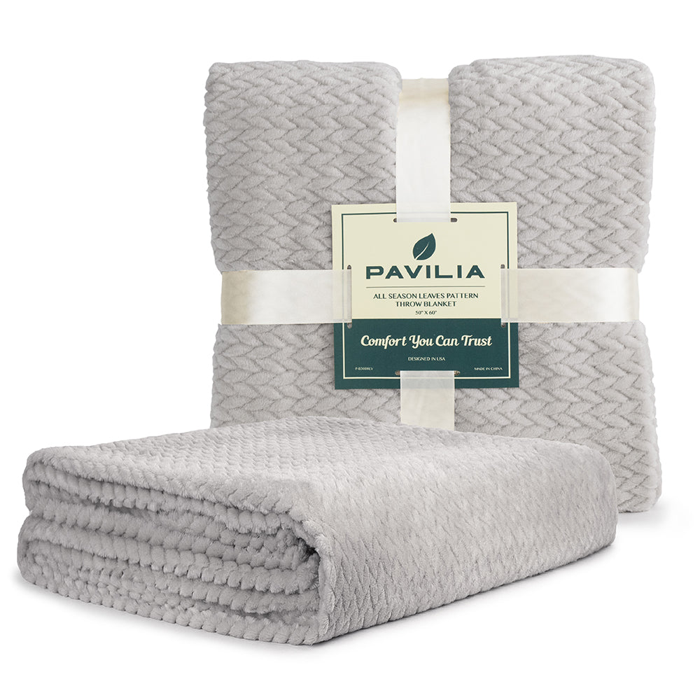 Leaves Textured Fleece Blanket