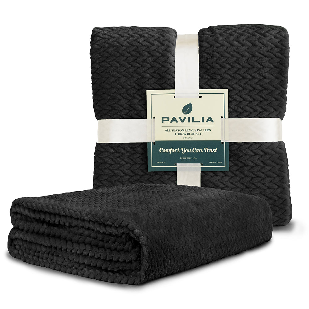 Leaves Textured Fleece Blanket
