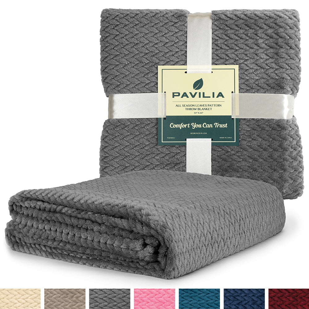 Leaves Textured Fleece Blanket