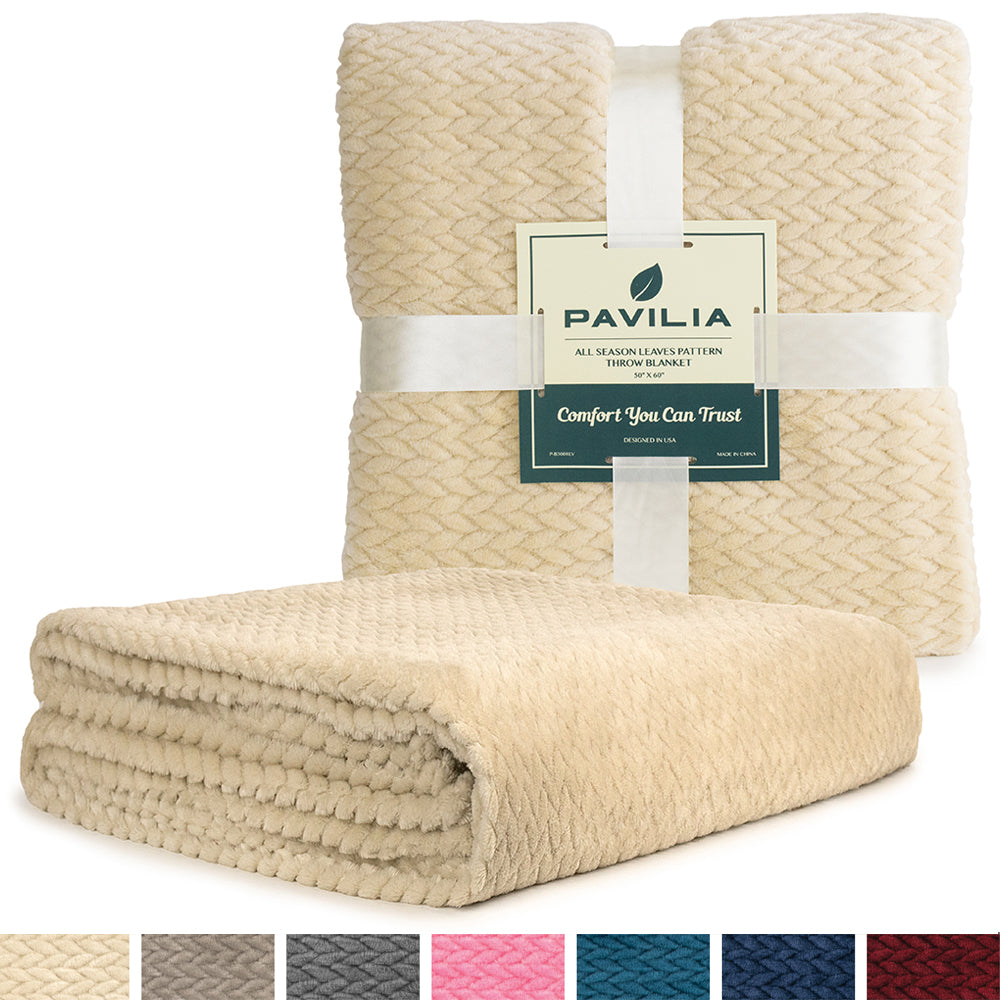 Leaves Textured Fleece Blanket