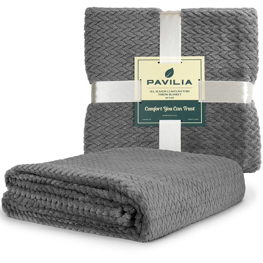 Leaves Textured Fleece Blanket