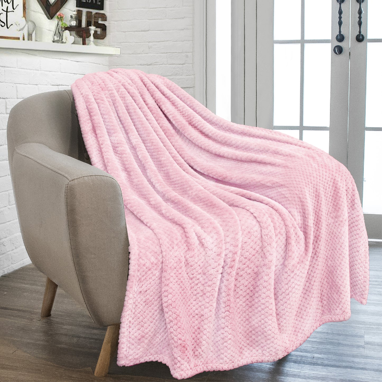 Waffle Textured Fleece Blanket