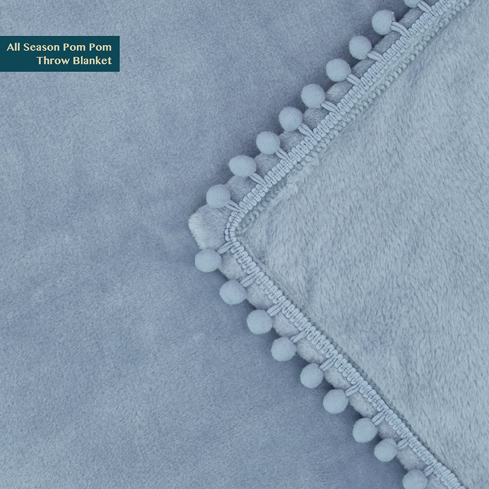 Pom Pom Fringe Throw Blanket