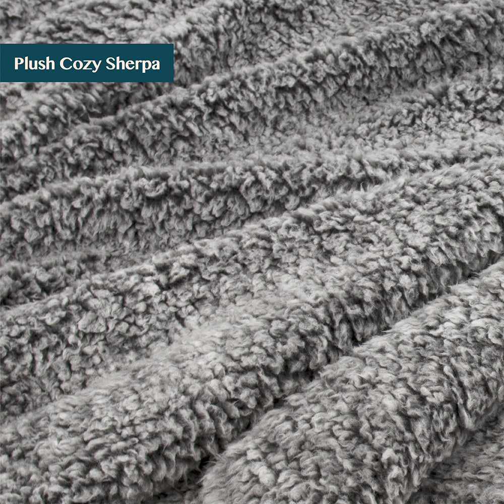 Pom Pom Fringe Sherpa Throw Blanket