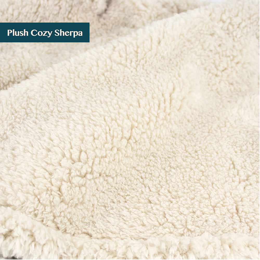 Pom Pom Fringe Sherpa Throw Blanket