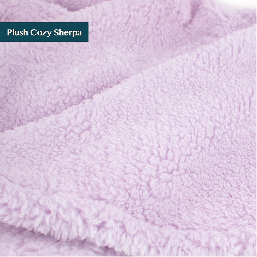 Pom Pom Fringe Sherpa Throw Blanket