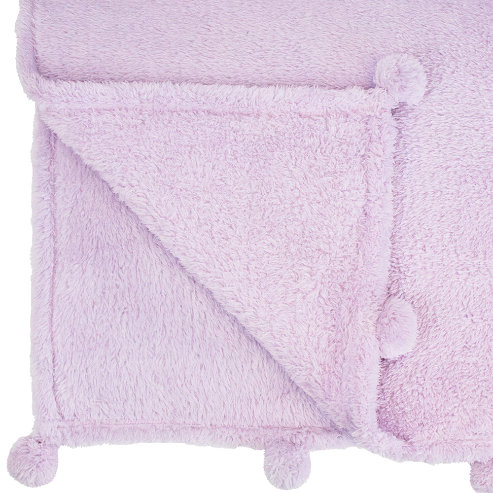 Pom Pom Fringe Sherpa Throw Blanket