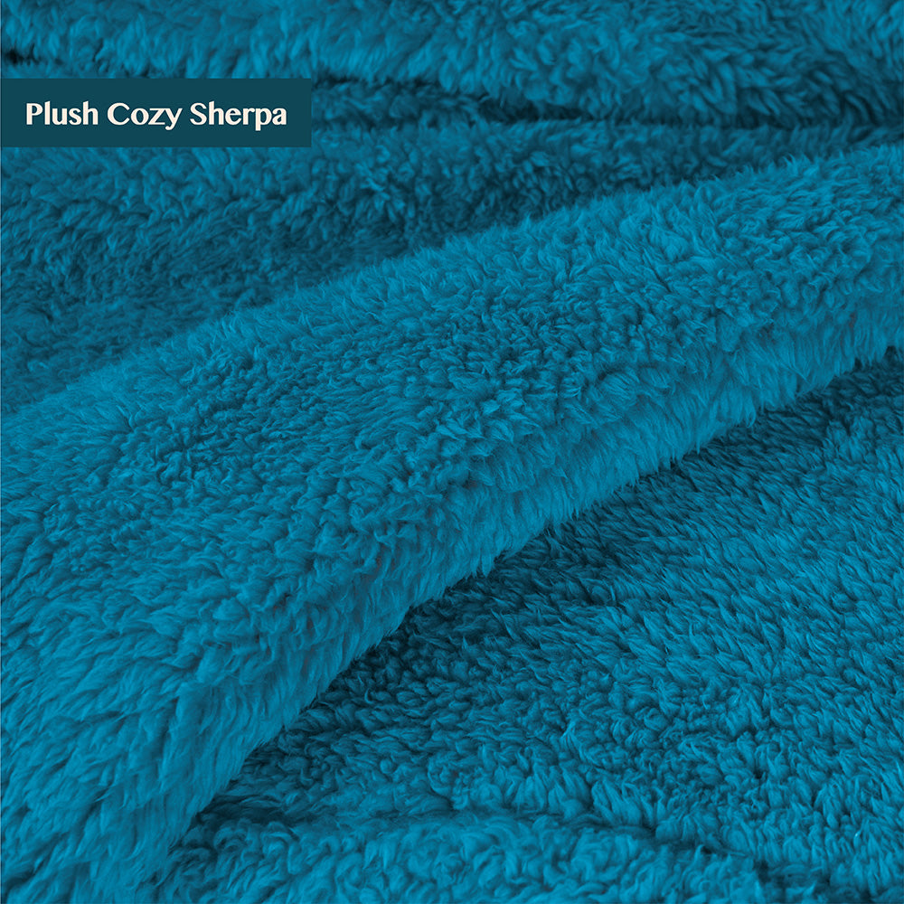 Pom Pom Fringe Sherpa Throw Blanket