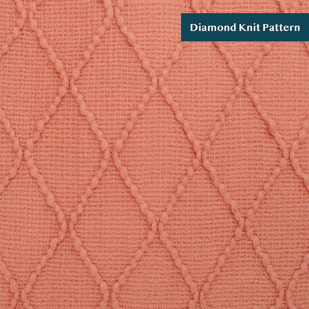 Diamond Knit Textured Fringe Throw Blanket