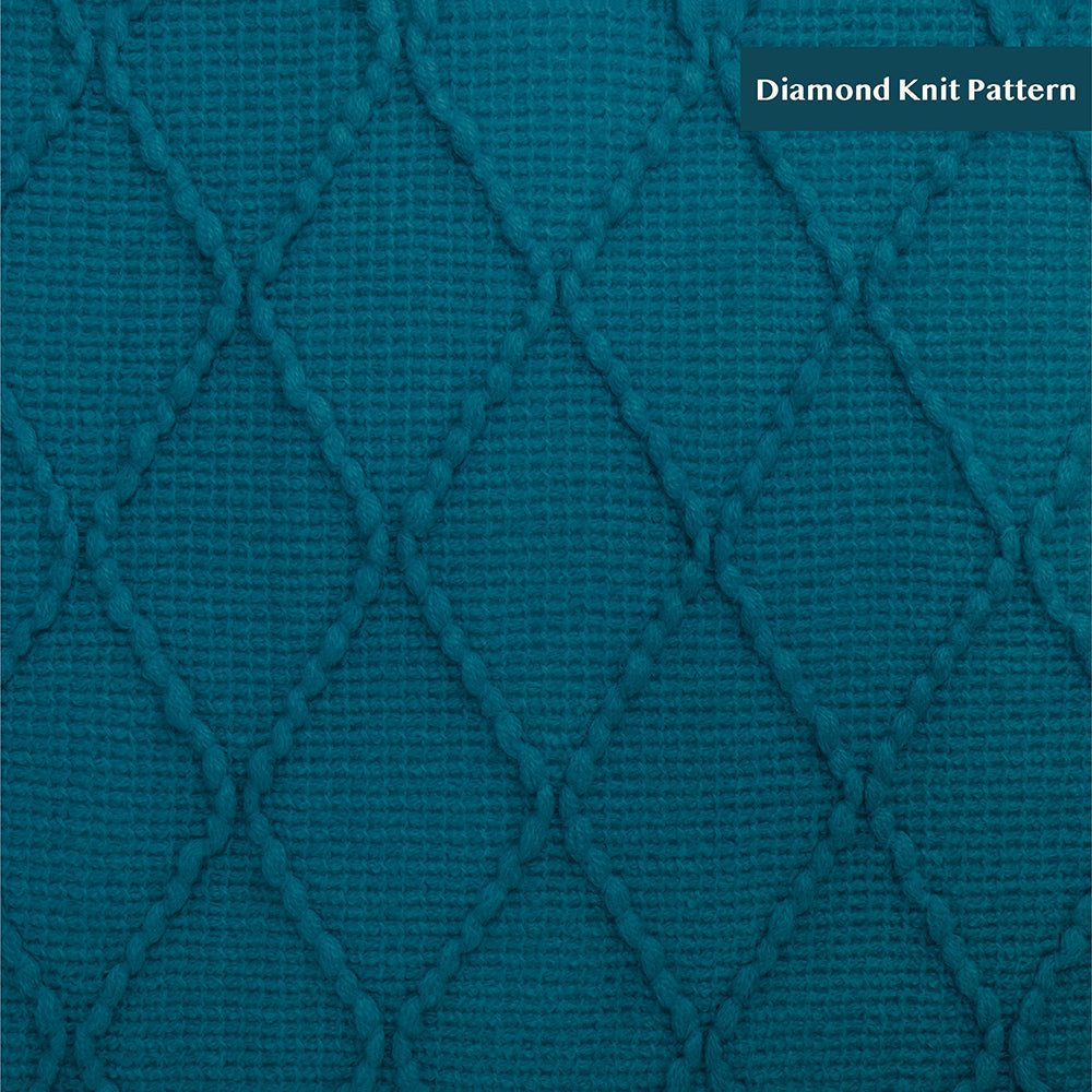 Diamond Knit Textured Fringe Throw Blanket