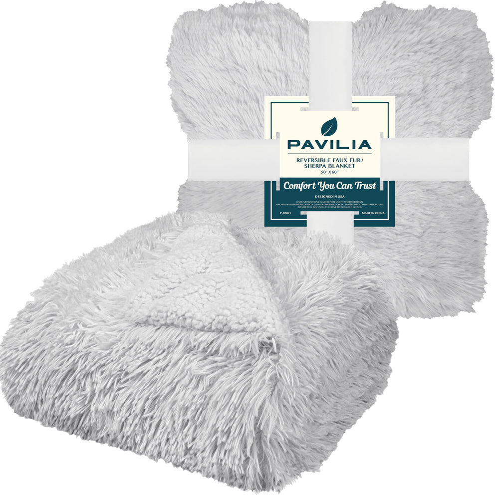 Faux Fur Sherpa Throw Blanket