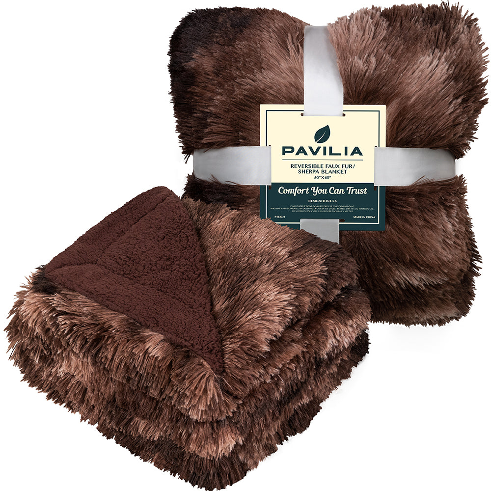 Faux Fur Sherpa Throw Blanket