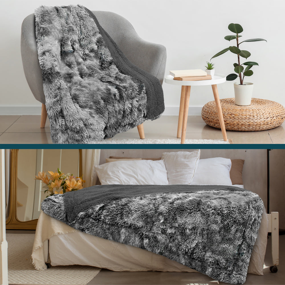 Faux Fur Sherpa Throw Blanket
