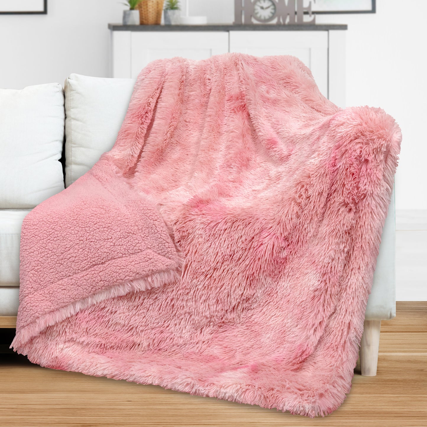 Faux Fur Sherpa Throw Blanket