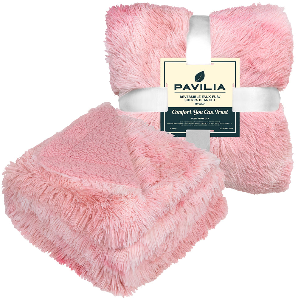 Faux Fur Sherpa Throw Blanket