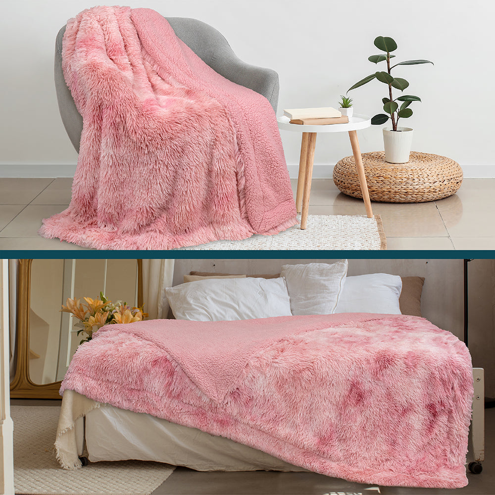 Faux Fur Sherpa Throw Blanket