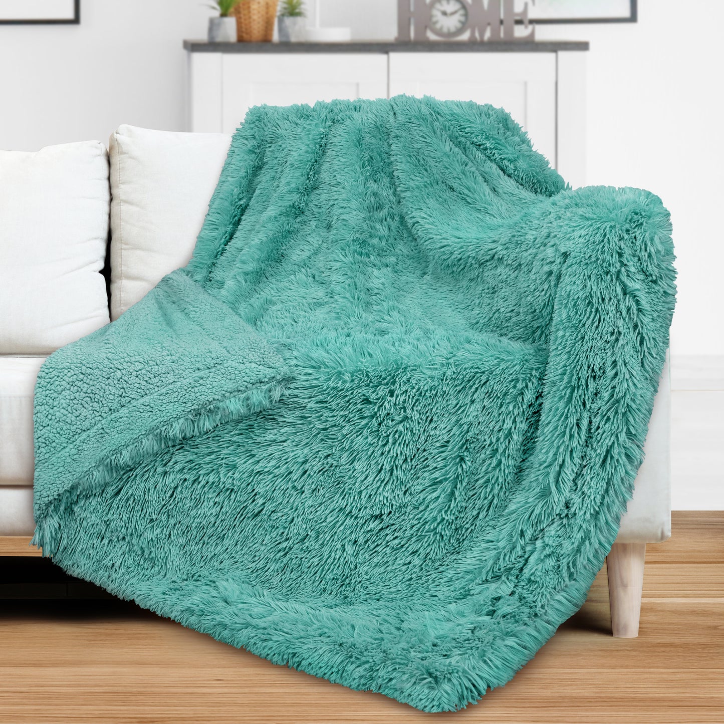 Faux Fur Sherpa Throw Blanket
