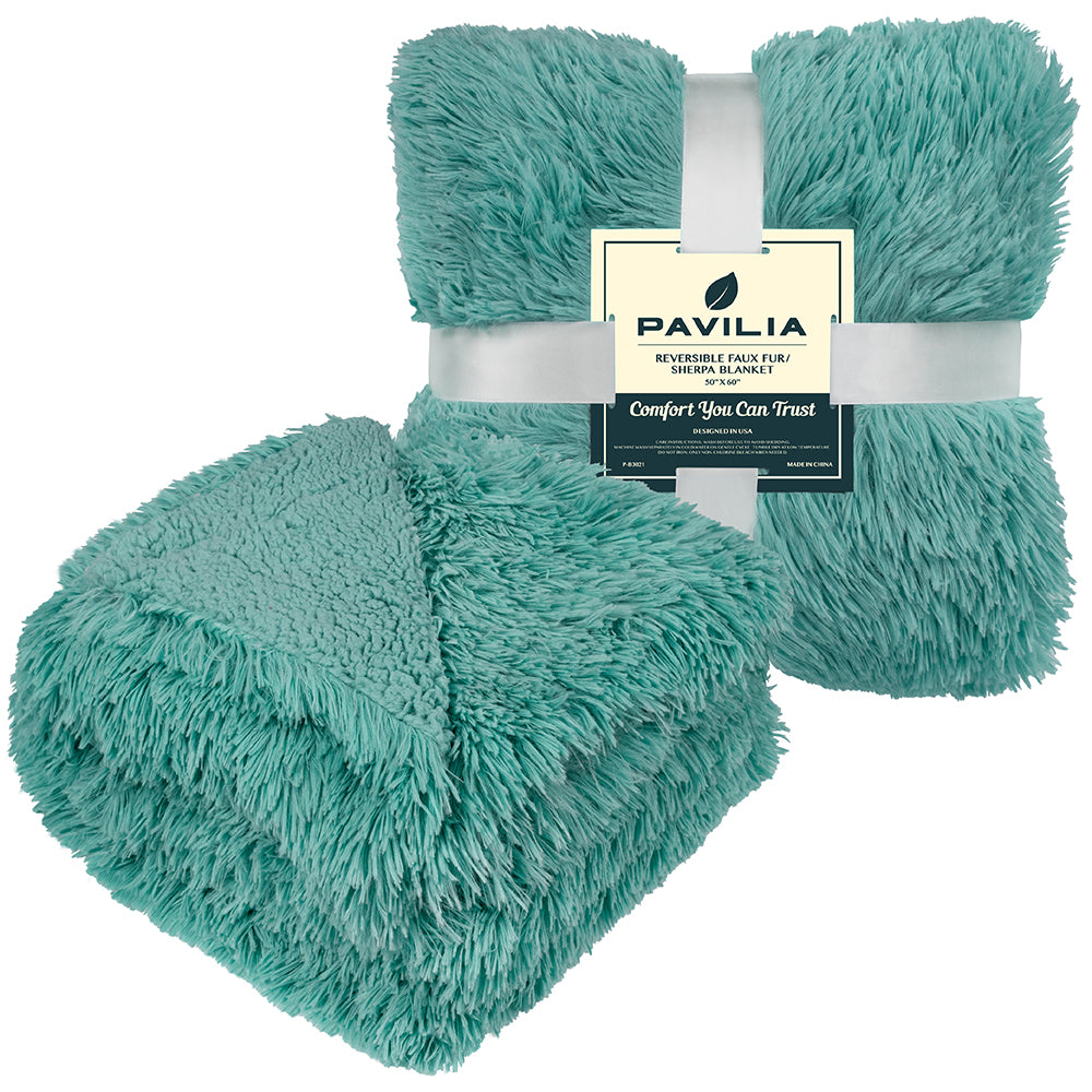 Faux Fur Sherpa Throw Blanket