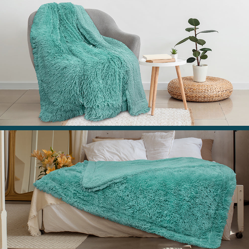 Faux Fur Sherpa Throw Blanket