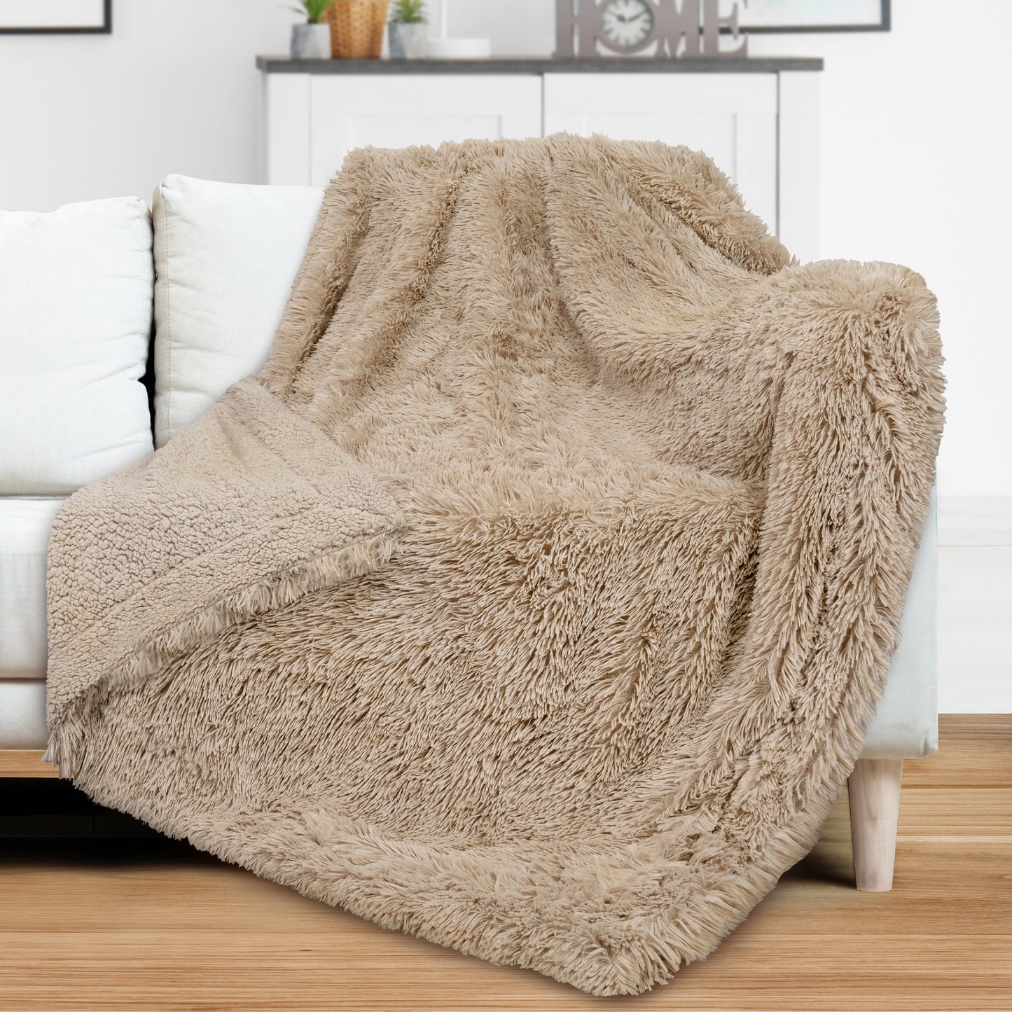 Faux Fur Sherpa Throw Blanket