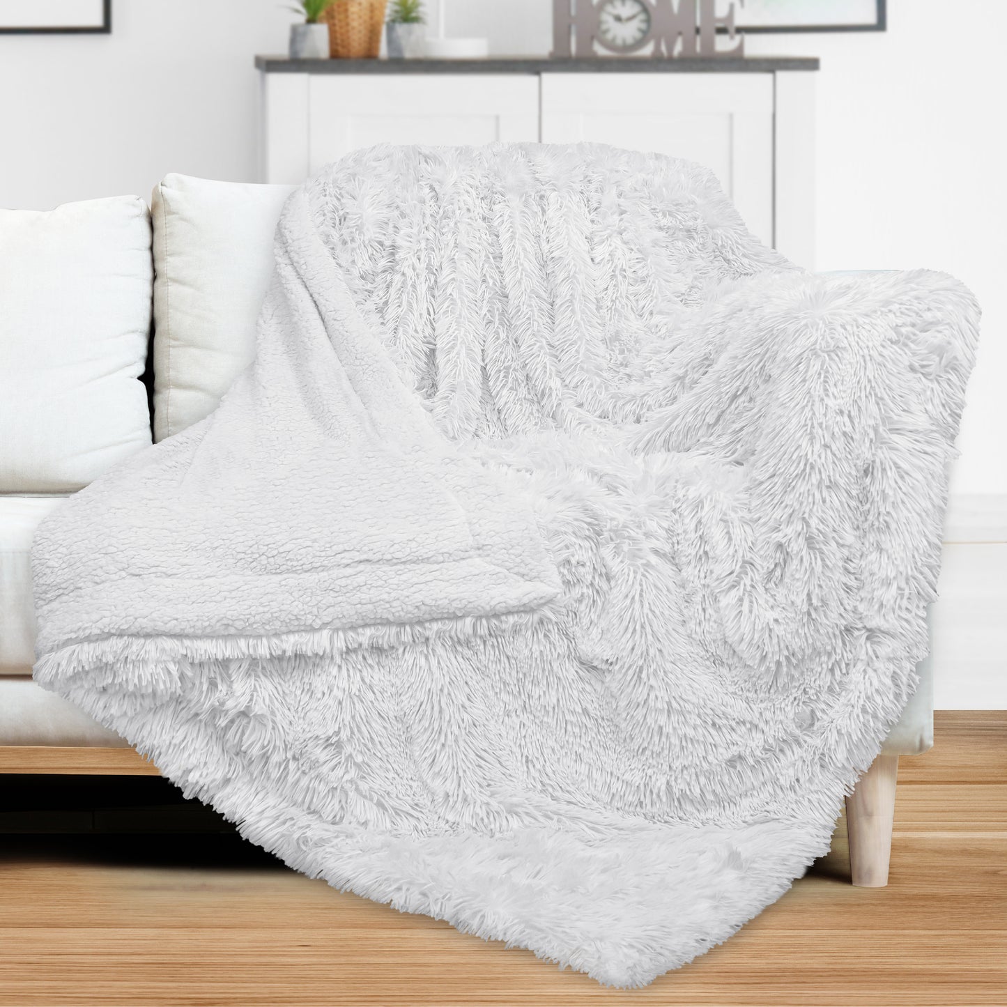 Faux Fur Sherpa Throw Blanket
