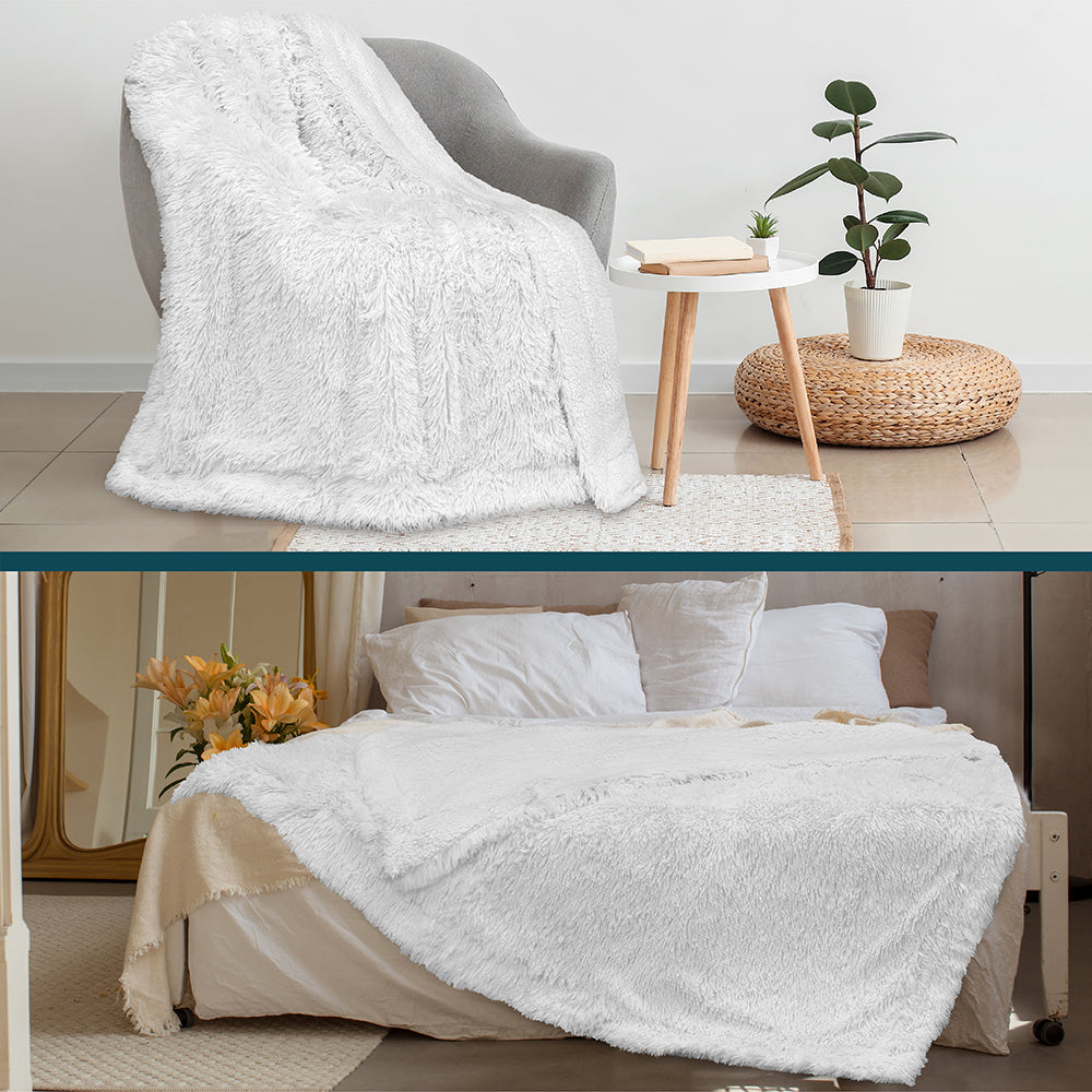 Faux Fur Sherpa Throw Blanket