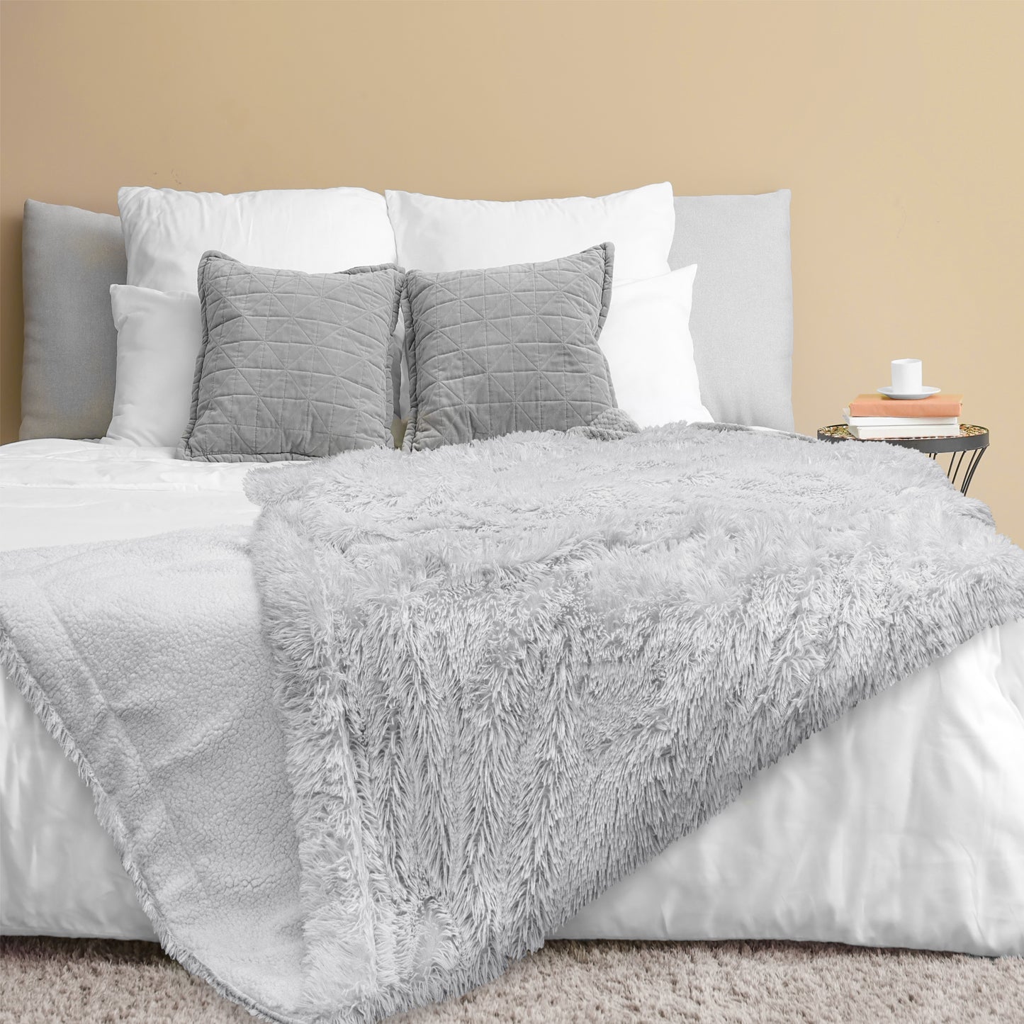 Faux Fur Sherpa Throw Blanket