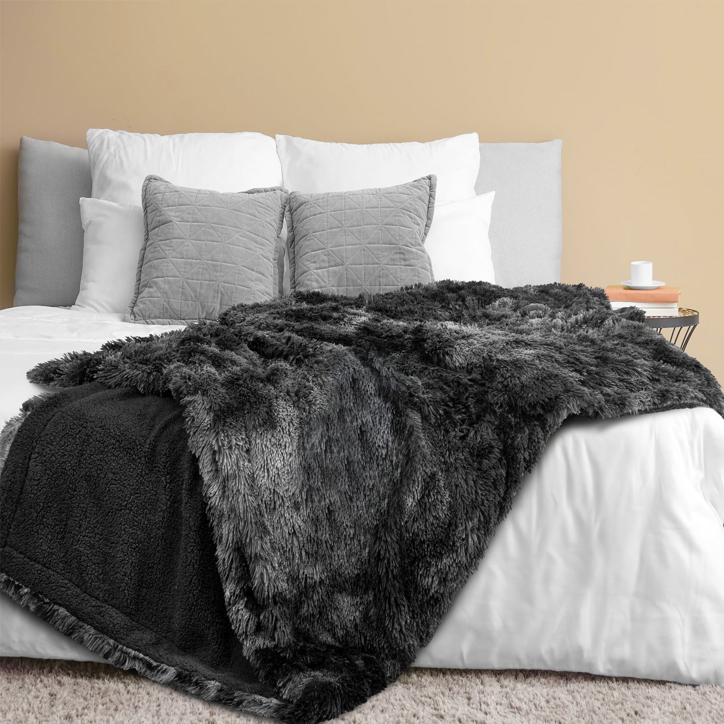 Faux Fur Sherpa Throw Blanket