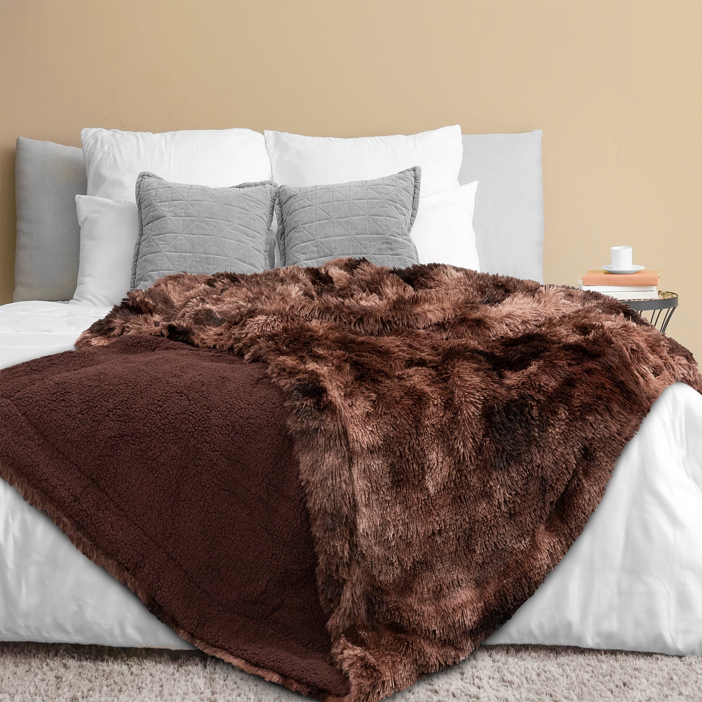 Faux Fur Sherpa Throw Blanket