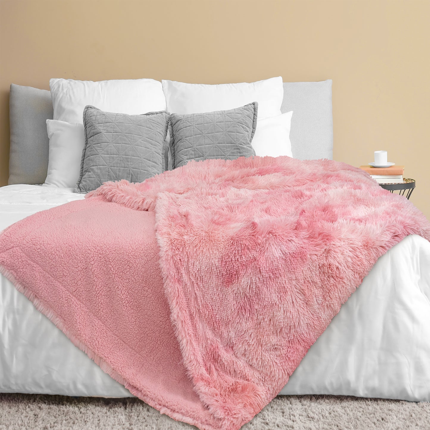 Faux Fur Sherpa Throw Blanket