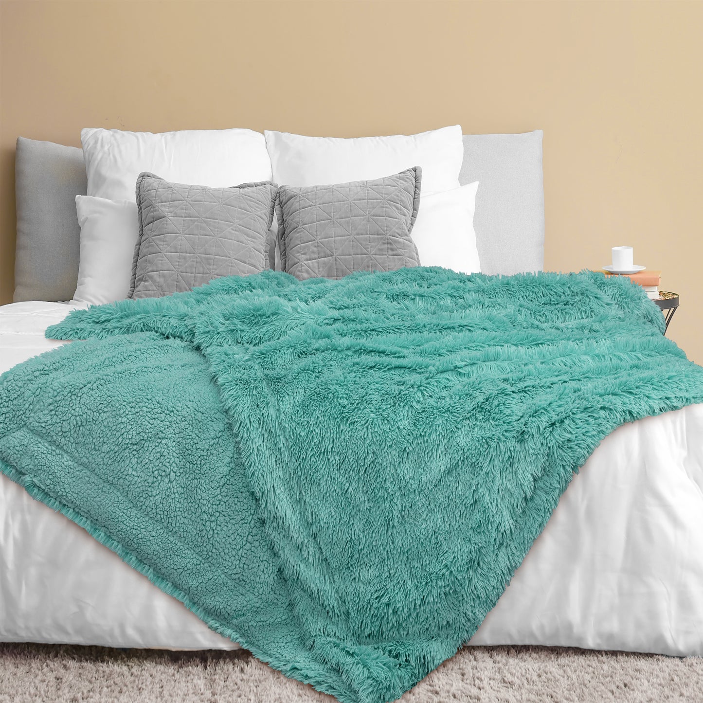 Faux Fur Sherpa Throw Blanket