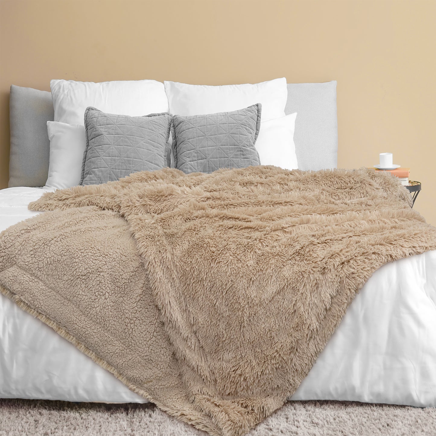 Faux Fur Sherpa Throw Blanket