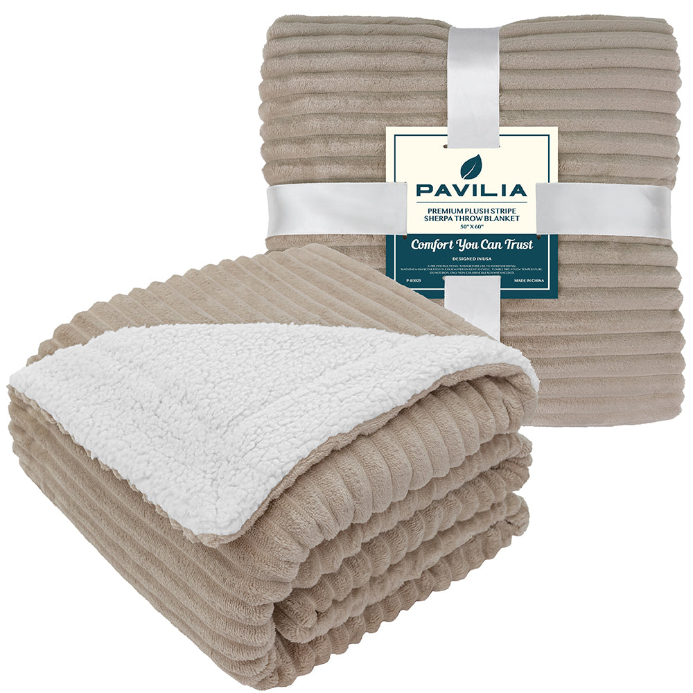 Ribbed Sherpa Throw Blanket