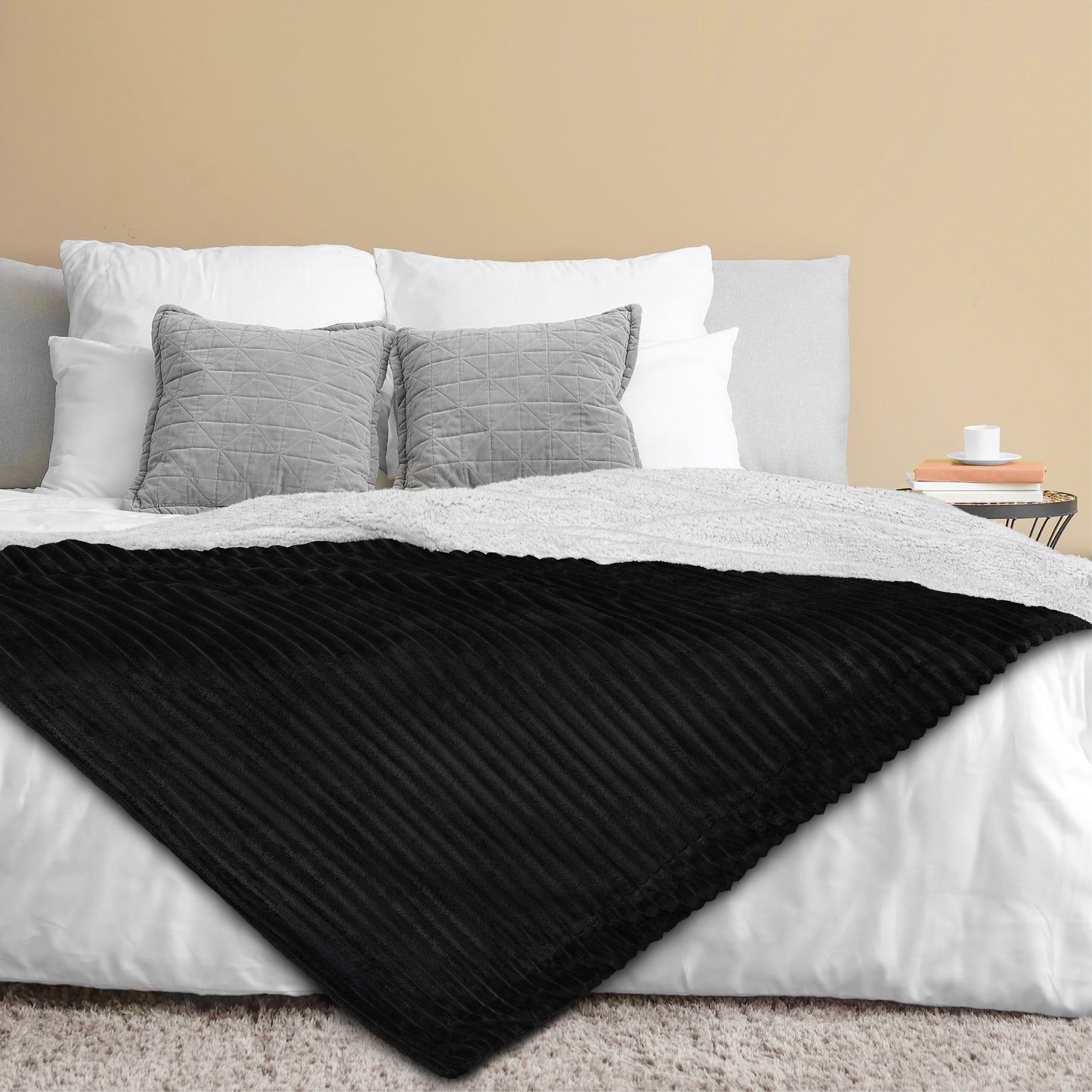 Ribbed Sherpa Throw Blanket