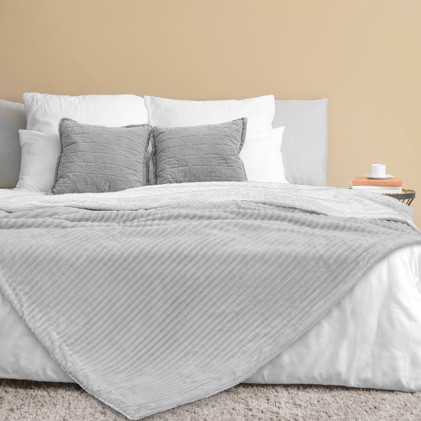 Ribbed Sherpa Throw Blanket