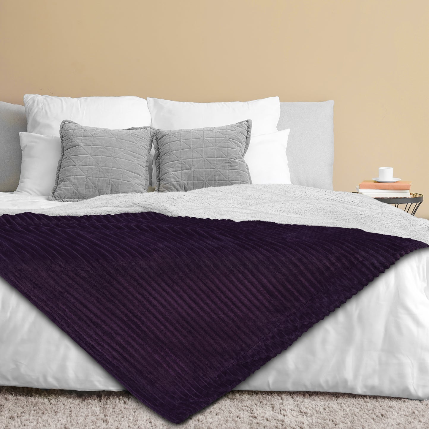 Ribbed Sherpa Throw Blanket