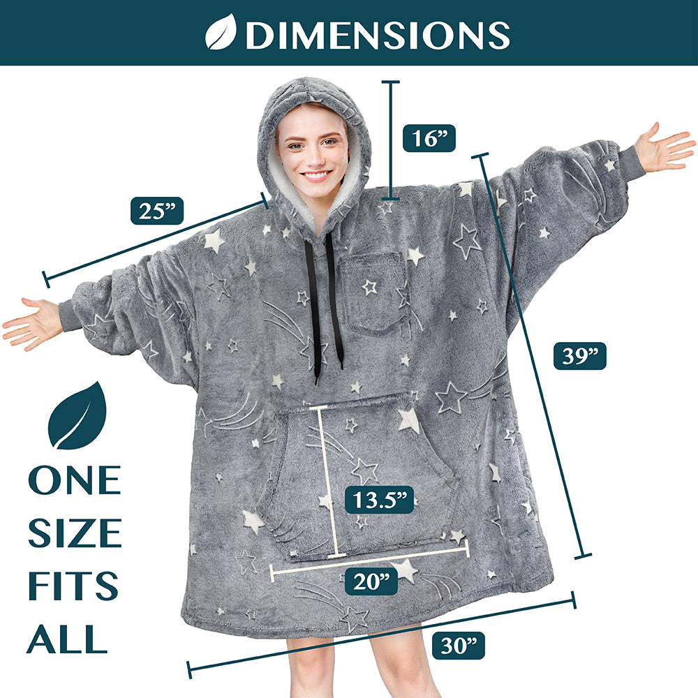 Chest Pocket Sherpa Hoodie Blanket - Kangaroo Pocket (Regular / Long)