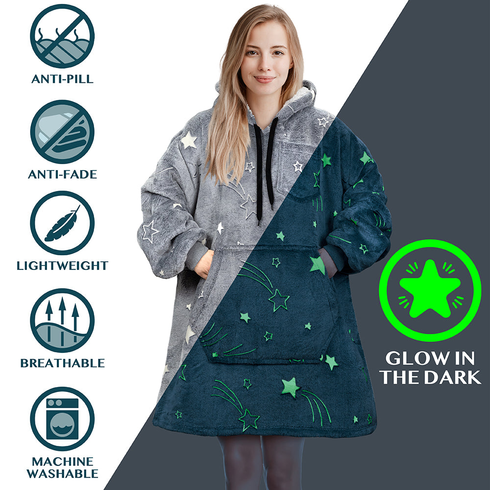 Chest Pocket Sherpa Hoodie Blanket - Kangaroo Pocket (Regular / Long)