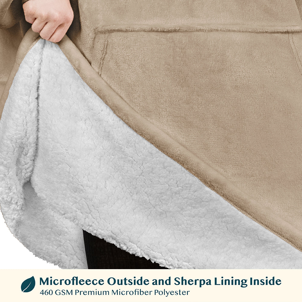 Chest Pocket Sherpa Hoodie Blanket - Kangaroo Pocket (Regular / Long)