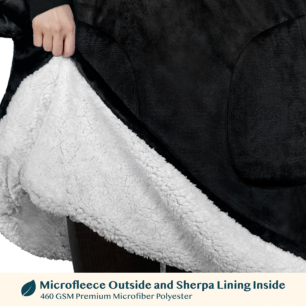 Chest Pocket Sherpa Hoodie Blanket - Patch Pocket (Regular / Long)