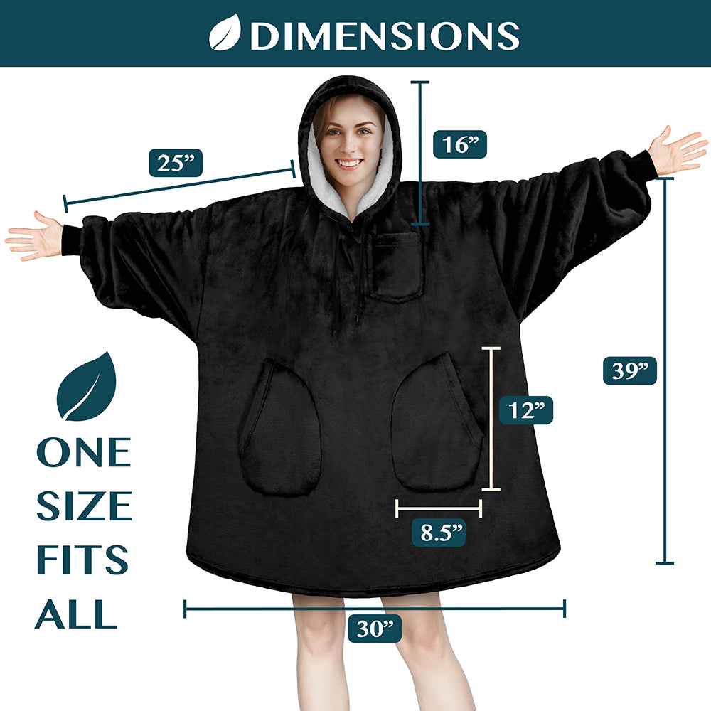 Chest Pocket Sherpa Hoodie Blanket - Patch Pocket (Regular / Long)