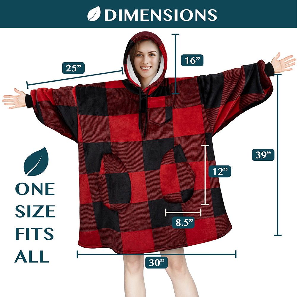 Chest Pocket Sherpa Hoodie Blanket - Patch Pocket (Regular / Long)