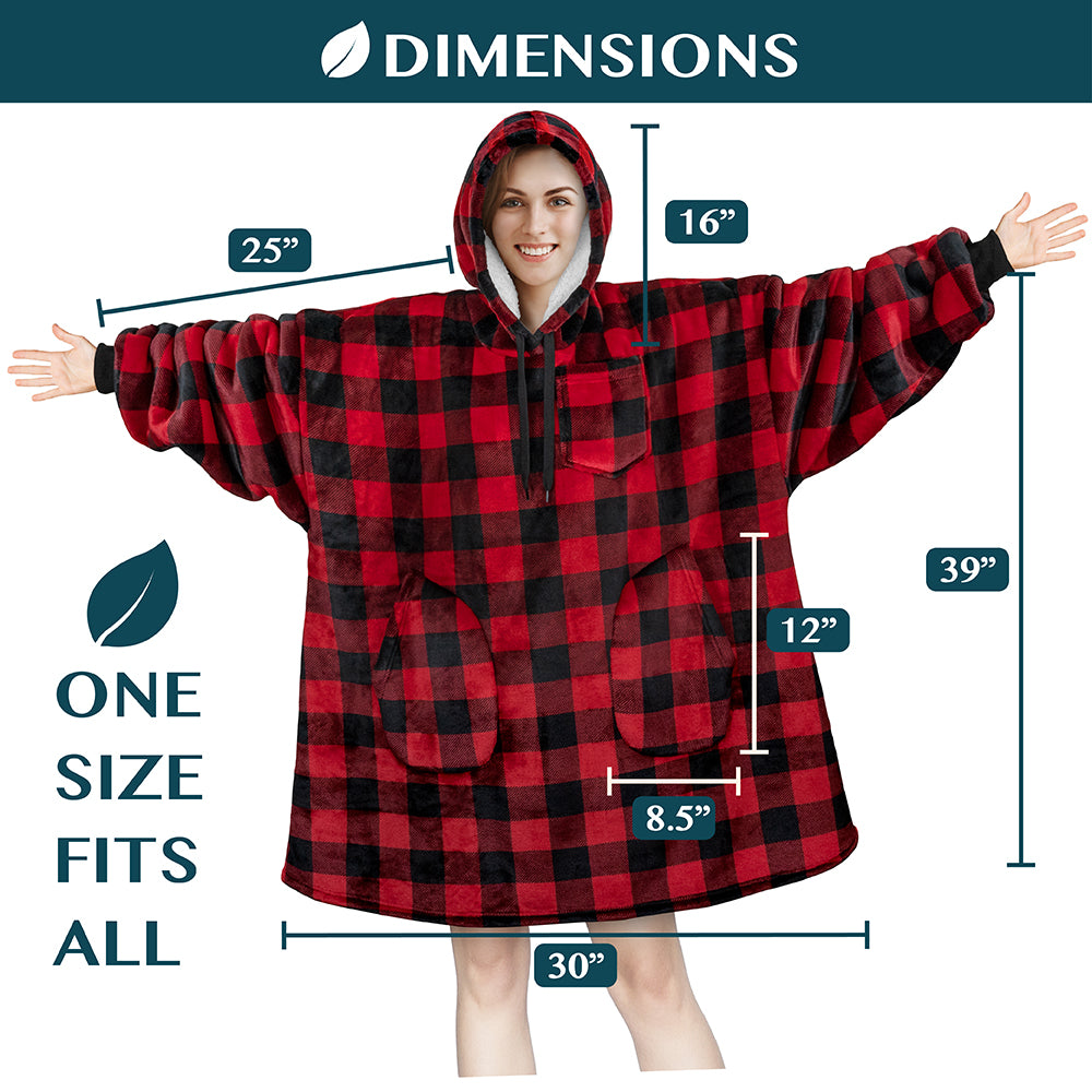Chest Pocket Sherpa Hoodie Blanket - Patch Pocket (Regular / Long)